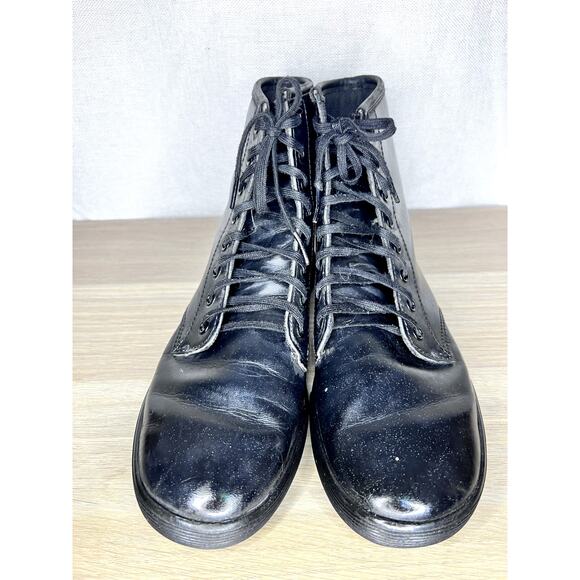 Doc Martens Sheridan Air Wair Black Leather Lace Up Combat Ankle Boots - Picture 3 of 10